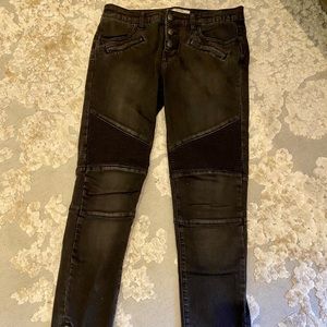 Free People Black Moto-Style Jeans